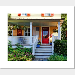 Mendham NJ - Porch With Wooden American Flag Posters and Art